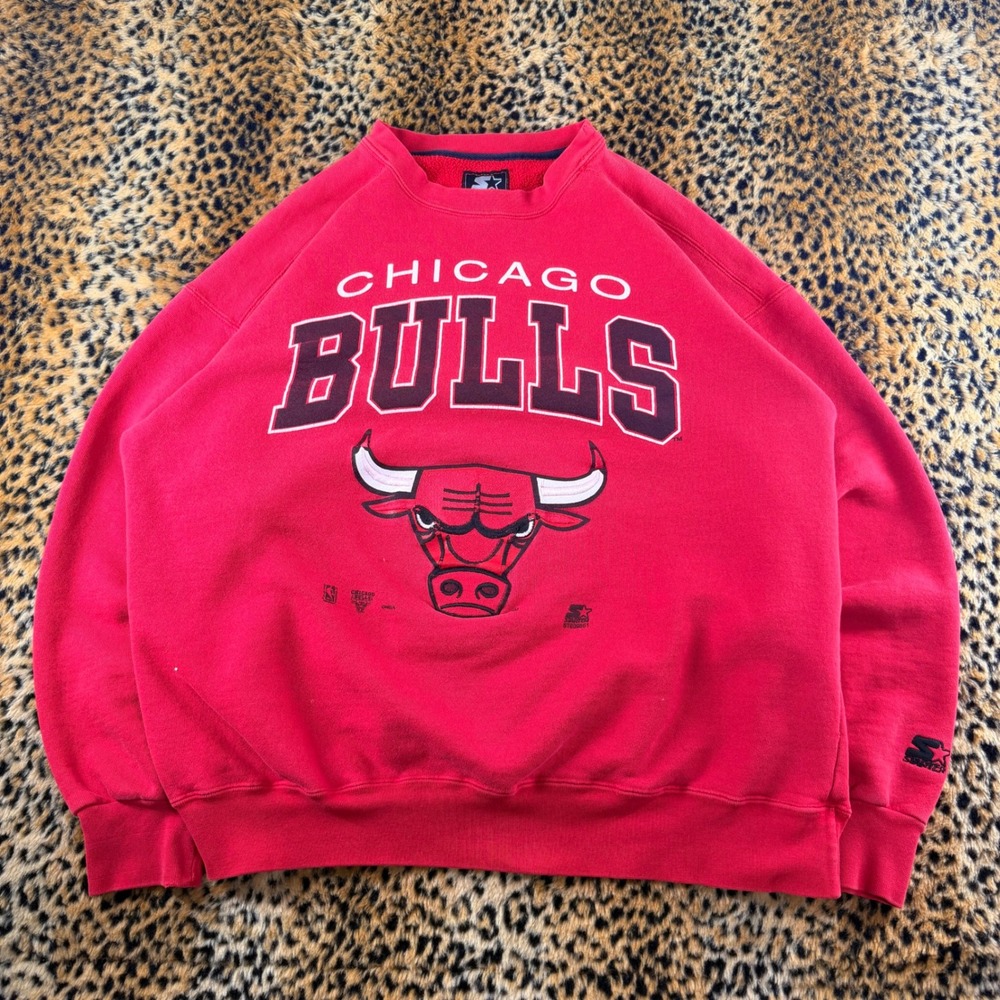 Vintage 90s Starter Chicago Bulls Sweatshirt Red NBA Crewneck XL Made in USA